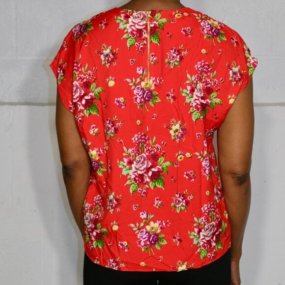 Paris Atelier & Other Stories - Red Floral Print Rayon Sleeveless Blouse Size 6 - Picture 4 of 6